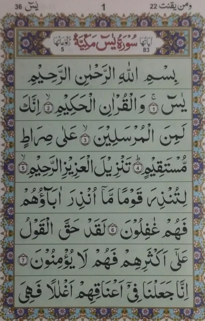 surah yaseen ayat 1-7